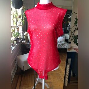 MADRAG RED HOT EMBELLISHED RHINESTONE BODYSUIT 💋